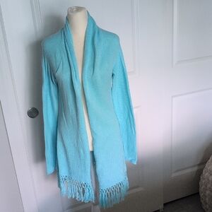 Lilly Pulitzer Aqua Fringe Cardigan